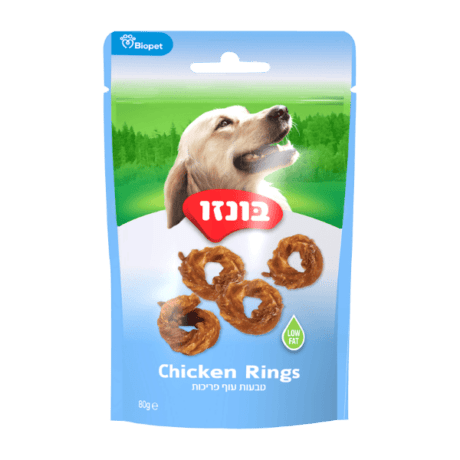 חטיף בונזו טבעות עוף פריכות לכלב 80 גרם