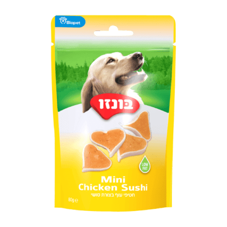 חטיף בונזו עוף בצורת סושי לכלב 80 גרם