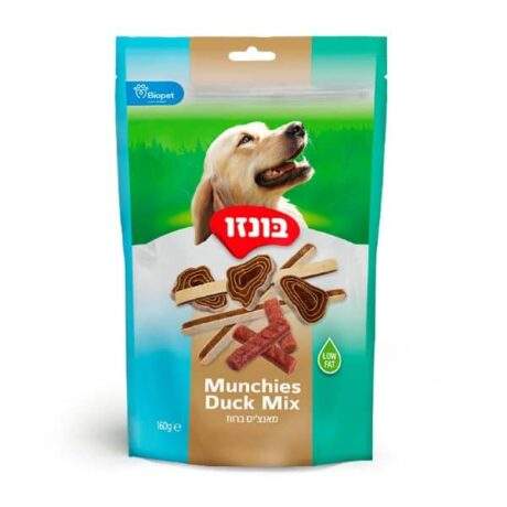 בונזו מאנצ'יס ברווז חטיף לכלב 160 גרם